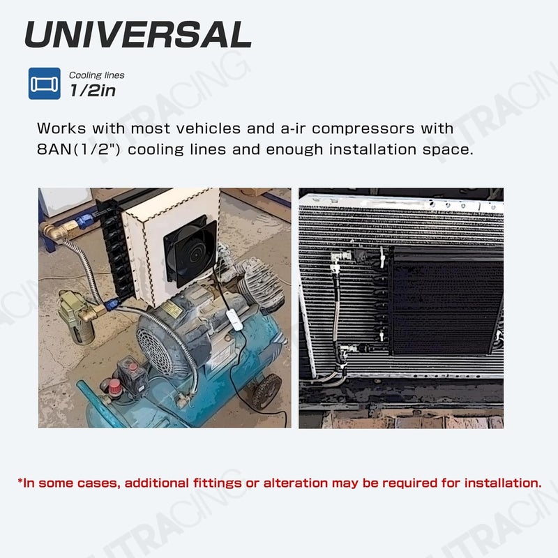 HTRACING 16 Row 8AN 1/2" Transmission Cooler Kit, Air-Compressor Aftercooler, Dual Pass Tube and Fin Universal - Image 5